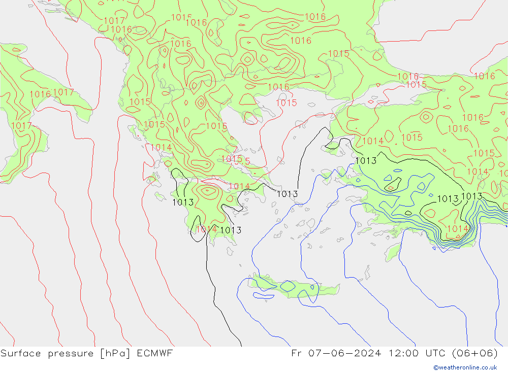 pressão do solo ECMWF Sex 07.06.2024 12 UTC