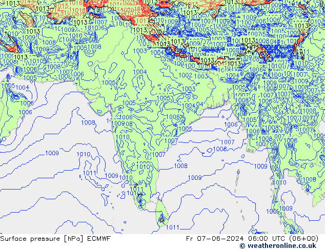 Yer basıncı ECMWF Cu 07.06.2024 06 UTC