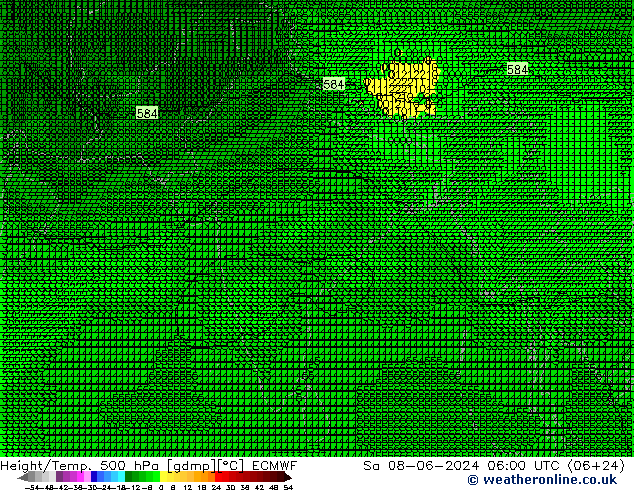 Height/Temp. 500 hPa ECMWF Sa 08.06.2024 06 UTC