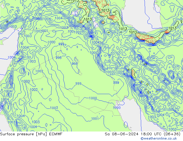 Atmosférický tlak ECMWF So 08.06.2024 18 UTC