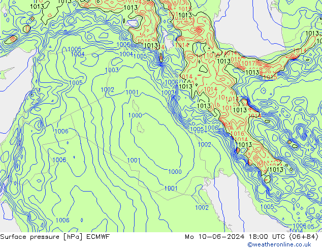 Luchtdruk (Grond) ECMWF ma 10.06.2024 18 UTC