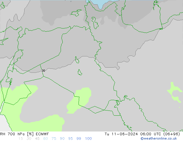 700 hPa Nispi Nem ECMWF Sa 11.06.2024 06 UTC