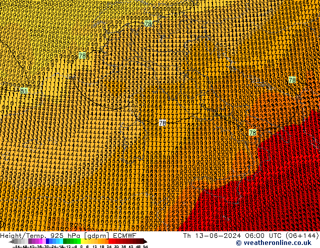 Height/Temp. 925 hPa ECMWF  13.06.2024 06 UTC