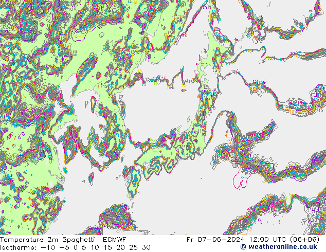 Sıcaklık Haritası 2m Spaghetti ECMWF Cu 07.06.2024 12 UTC