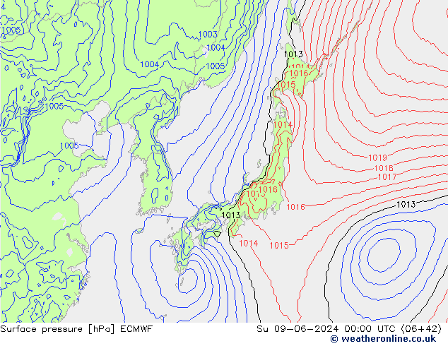 ciśnienie ECMWF nie. 09.06.2024 00 UTC