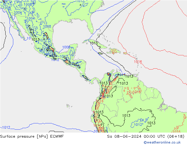 Atmosférický tlak ECMWF So 08.06.2024 00 UTC