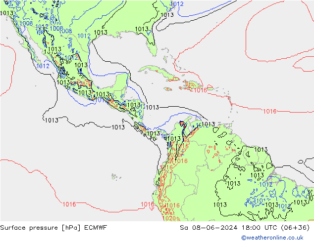 ciśnienie ECMWF so. 08.06.2024 18 UTC