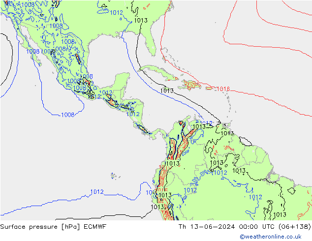 Luchtdruk (Grond) ECMWF do 13.06.2024 00 UTC