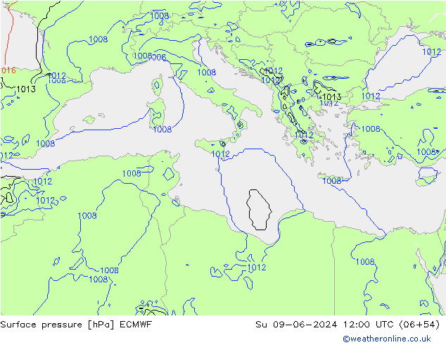 Surface pressure ECMWF Su 09.06.2024 12 UTC