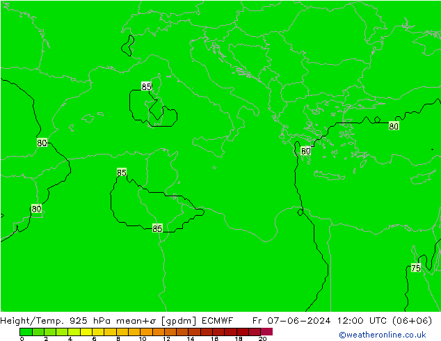 Height/Temp. 925 hPa ECMWF Fr 07.06.2024 12 UTC