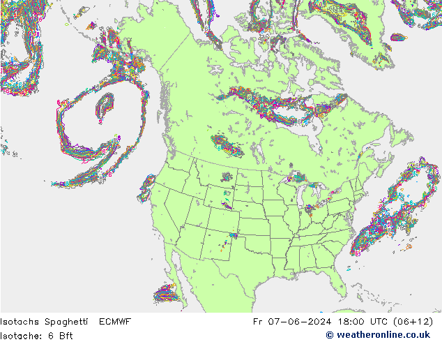 Isotachs Spaghetti ECMWF Fr 07.06.2024 18 UTC