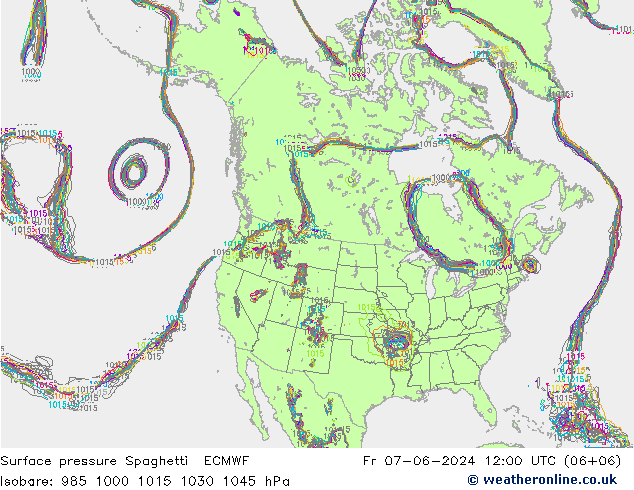 Yer basıncı Spaghetti ECMWF Cu 07.06.2024 12 UTC