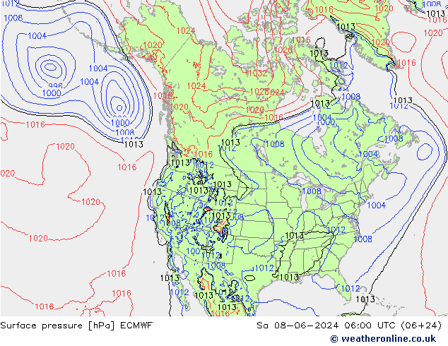 Atmosférický tlak ECMWF So 08.06.2024 06 UTC