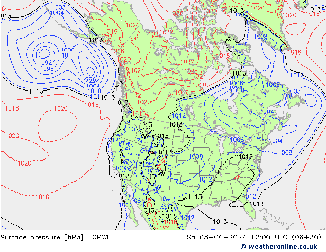 приземное давление ECMWF сб 08.06.2024 12 UTC