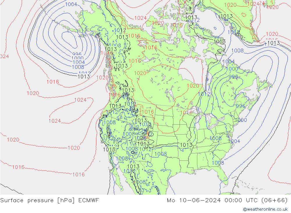 Atmosférický tlak ECMWF Po 10.06.2024 00 UTC