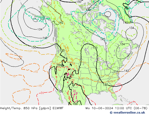 Height/Temp. 850 hPa ECMWF Seg 10.06.2024 12 UTC