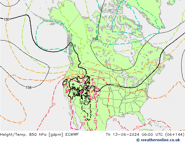 Height/Temp. 850 hPa ECMWF  13.06.2024 06 UTC