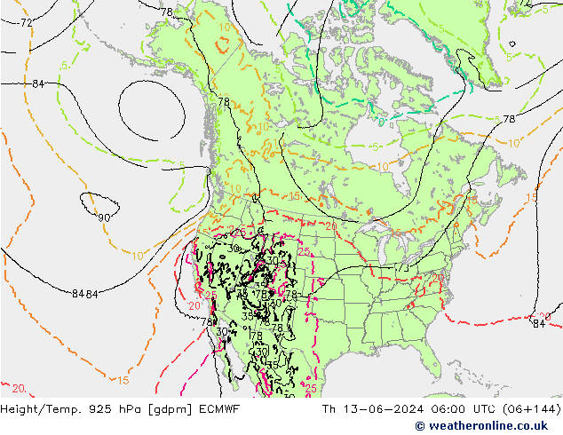 Yükseklik/Sıc. 925 hPa ECMWF Per 13.06.2024 06 UTC