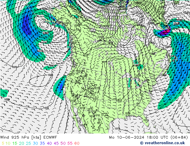 Wind 925 hPa ECMWF Mo 10.06.2024 18 UTC