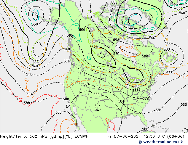 Height/Temp. 500 hPa ECMWF Fr 07.06.2024 12 UTC