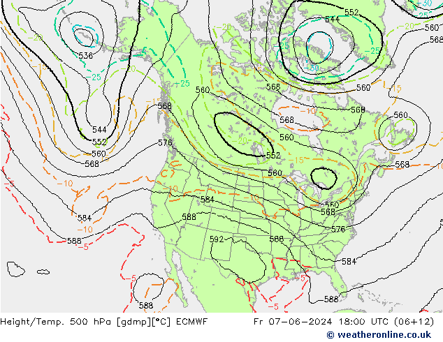 Height/Temp. 500 hPa ECMWF Fr 07.06.2024 18 UTC