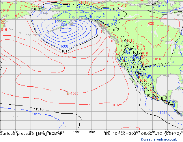 Presión superficial ECMWF lun 10.06.2024 06 UTC