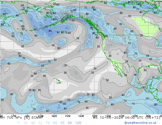 RH 700 hPa ECMWF Mo 10.06.2024 06 UTC