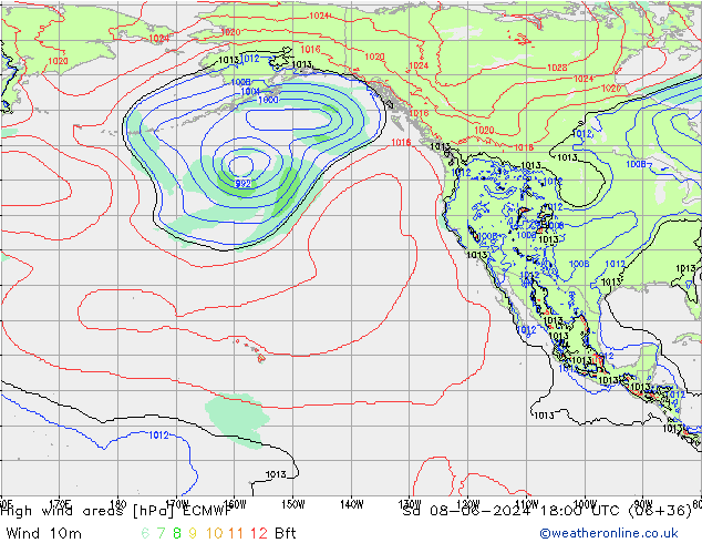 High wind areas ECMWF  08.06.2024 18 UTC