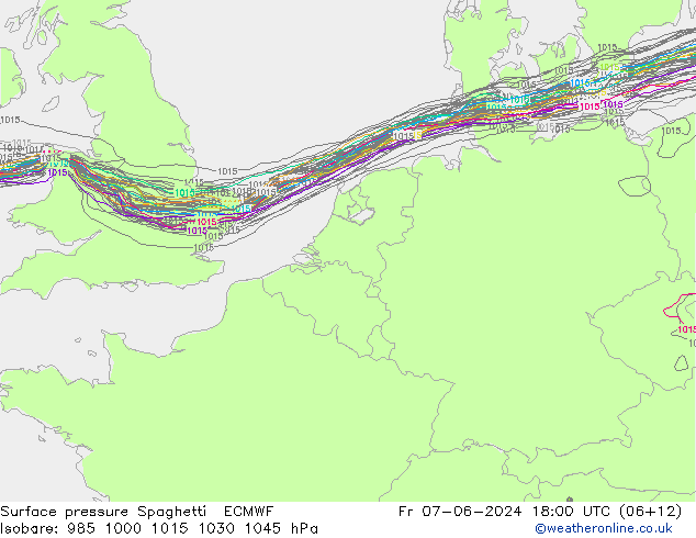 приземное давление Spaghetti ECMWF пт 07.06.2024 18 UTC