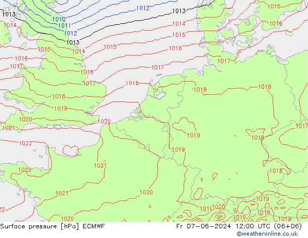 Surface pressure ECMWF Fr 07.06.2024 12 UTC