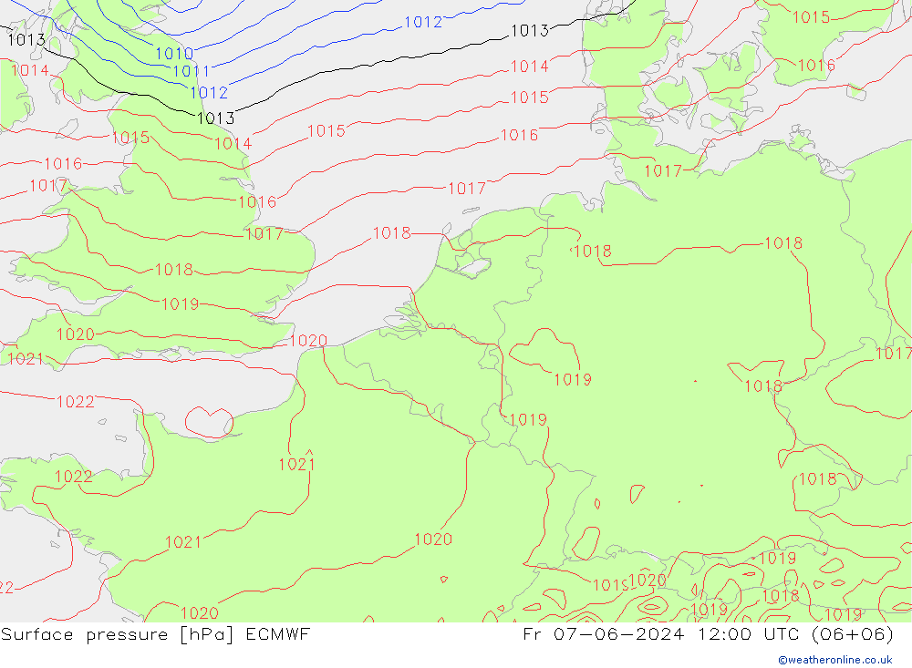 Surface pressure ECMWF Fr 07.06.2024 12 UTC