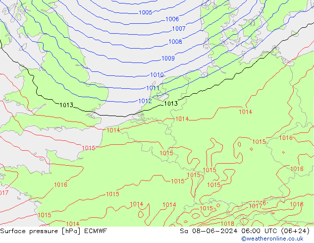 Luchtdruk (Grond) ECMWF za 08.06.2024 06 UTC