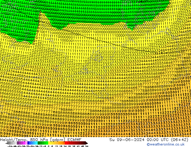 Height/Temp. 850 hPa ECMWF  09.06.2024 00 UTC