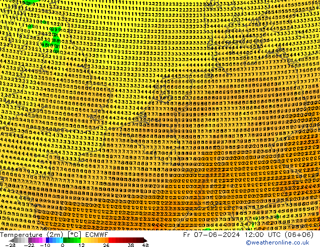 température (2m) ECMWF ven 07.06.2024 12 UTC