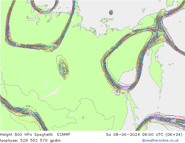 500 hPa Yüksekliği Spaghetti ECMWF Cts 08.06.2024 06 UTC