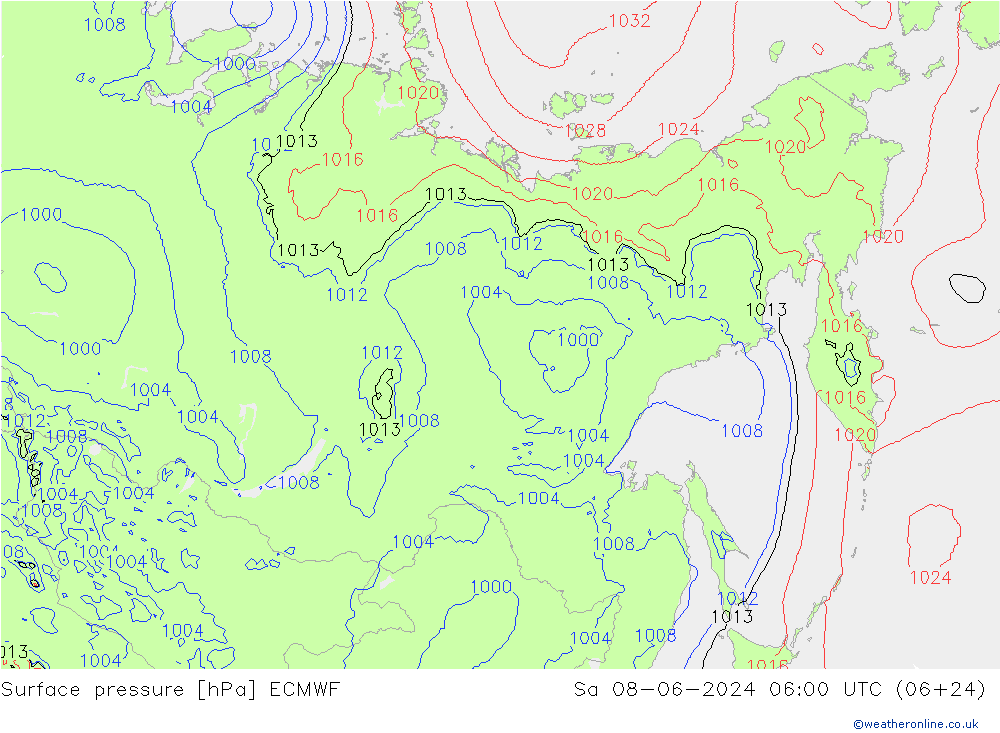 pression de l'air ECMWF sam 08.06.2024 06 UTC