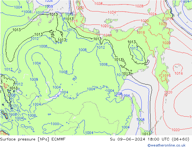 pression de l'air ECMWF dim 09.06.2024 18 UTC