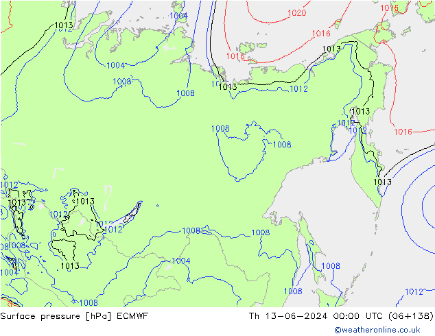 Luchtdruk (Grond) ECMWF do 13.06.2024 00 UTC