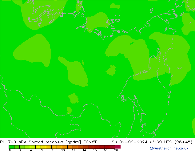 RV 700 hPa Spread ECMWF zo 09.06.2024 06 UTC