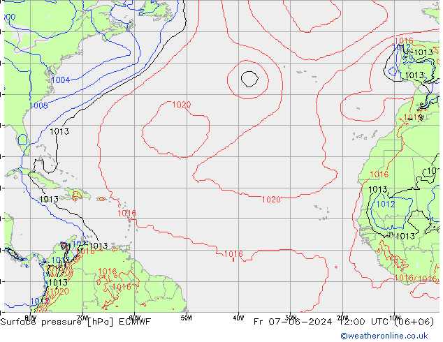 приземное давление ECMWF пт 07.06.2024 12 UTC