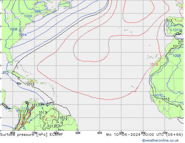 Luchtdruk (Grond) ECMWF ma 10.06.2024 00 UTC