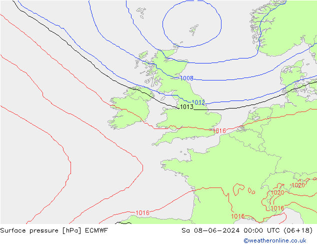 pressão do solo ECMWF Sáb 08.06.2024 00 UTC