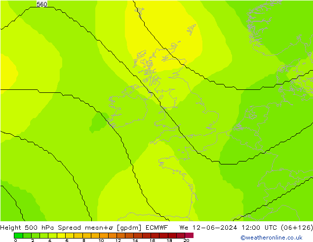 Height 500 hPa Spread ECMWF  12.06.2024 12 UTC