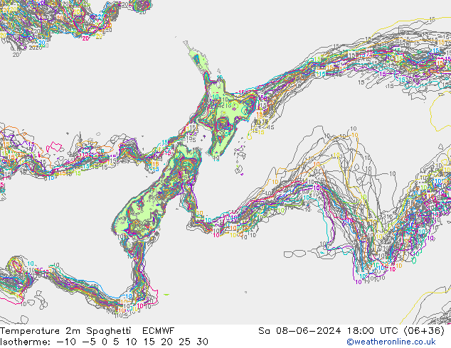 Sıcaklık Haritası 2m Spaghetti ECMWF Cts 08.06.2024 18 UTC