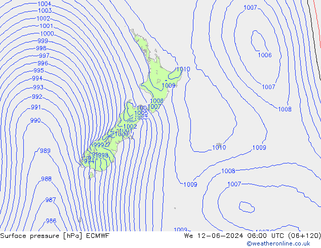 Luchtdruk (Grond) ECMWF wo 12.06.2024 06 UTC