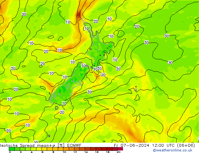 Isotachs Spread ECMWF Pá 07.06.2024 12 UTC