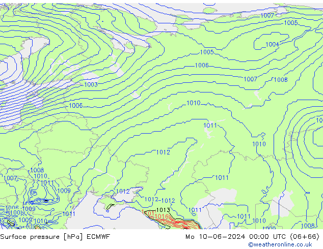 Surface pressure ECMWF Mo 10.06.2024 00 UTC