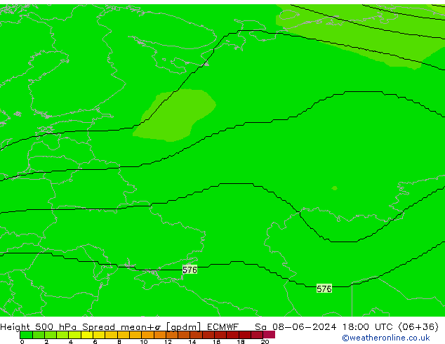 Height 500 hPa Spread ECMWF so. 08.06.2024 18 UTC