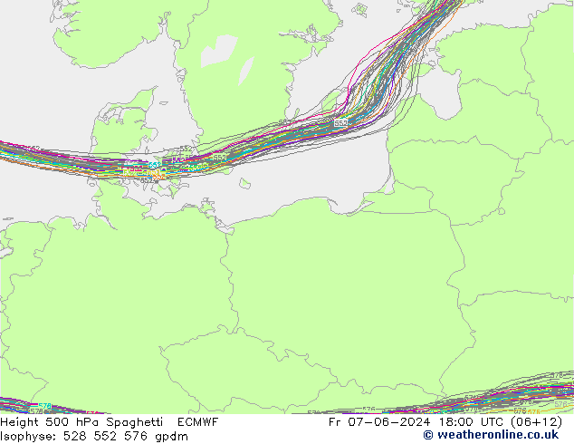 Height 500 hPa Spaghetti ECMWF Fr 07.06.2024 18 UTC