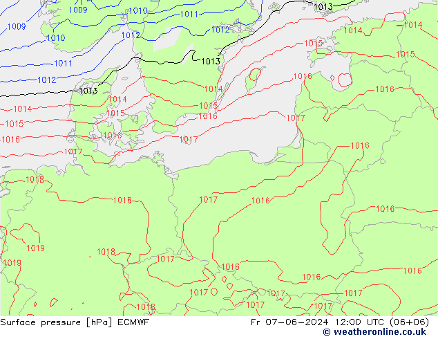 Yer basıncı ECMWF Cu 07.06.2024 12 UTC